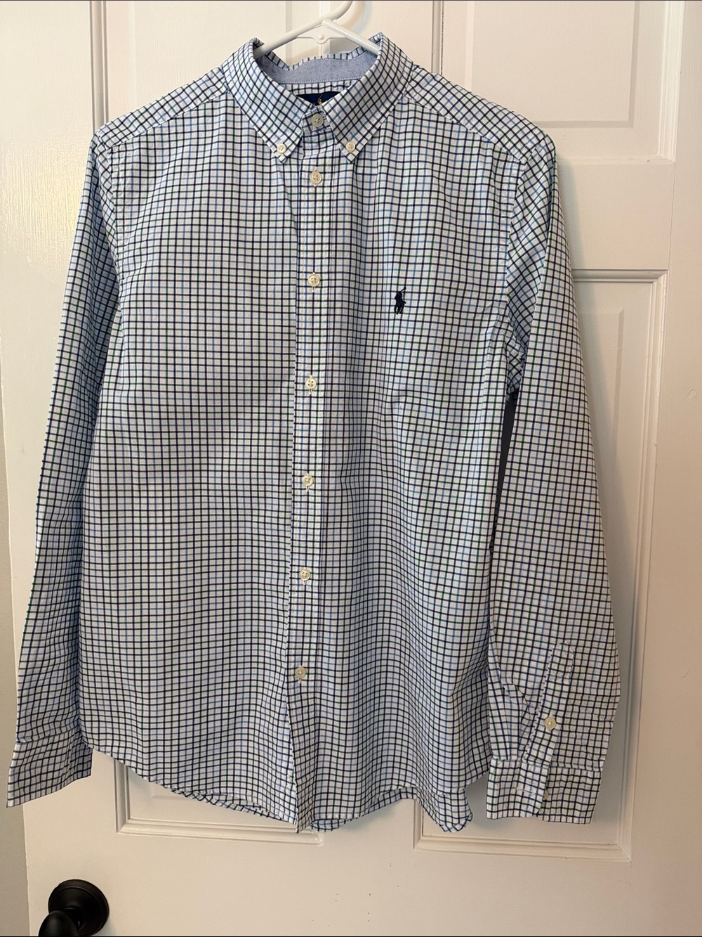 Ralph Lauren Blue and Navy Windowpane Button-Down Shirt